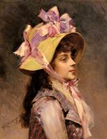 Madrazo y Garreta, Raimundo de - Portrait Of A Lady In Pink Ribbons